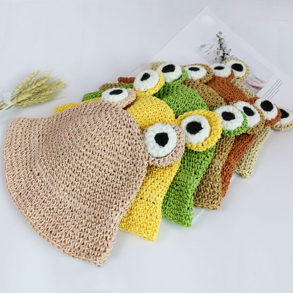 hand-woven cute big eyes frog straw hat spring outing travel bucket hat children e foldable sun-resistant straw, Yellow
hand-woven cute big eyes frog straw hat spring outing travel bucket hat children e foldable sun-resistant straw, Yellow
