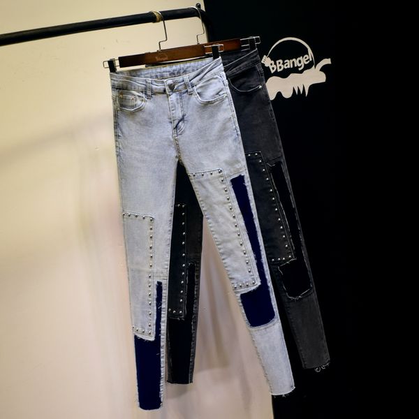 fashion rivet jeans pants new spring women's contrast color skinny pants elasticity slim fit denim trousers ladies jean, Blue
fashion rivet jeans pants new spring women's contrast color skinny pants elasticity slim fit denim trousers ladies jean, Blue