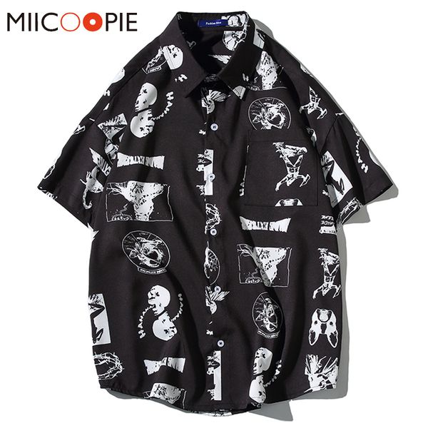 streetwear casual print blouse shirt men new short sleeved button down loose shirts japanese style hip hop hipster harajuku, White;black
streetwear casual print blouse shirt men new short sleeved button down loose shirts japanese style hip hop hipster harajuku, White;black
