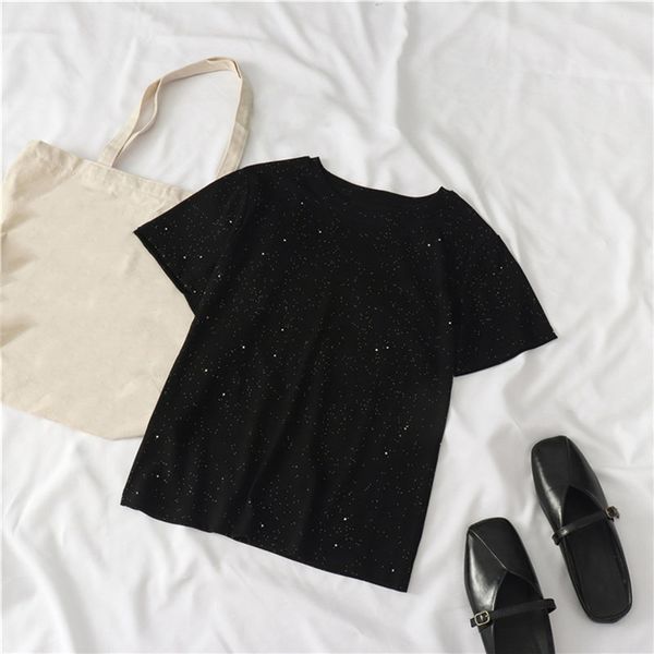 spring summer sequins female t-shirt 2020 basic knit o-neck cottonelastic tshirt women casual short sleeve lady tees, White
spring summer sequins female t-shirt 2020 basic knit o-neck cottonelastic tshirt women casual short sleeve lady tees, White