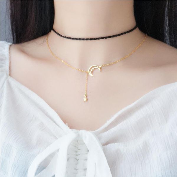 korean style s925 sterling silver star moon pendant necklace gold silver color clavicle chain necklace for women wedding jewelry
korean style s925 sterling silver star moon pendant necklace gold silver color clavicle chain necklace for women wedding jewelry