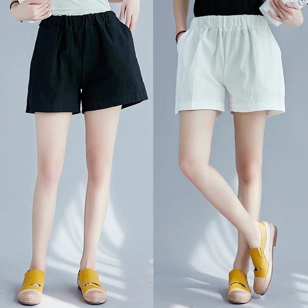 women's shorts women high waist wide-leg loose casual solid linen cotton pockets elastic female short trousers 2021 summer, White;black
women's shorts women high waist wide-leg loose casual solid linen cotton pockets elastic female short trousers 2021 summer, White;black