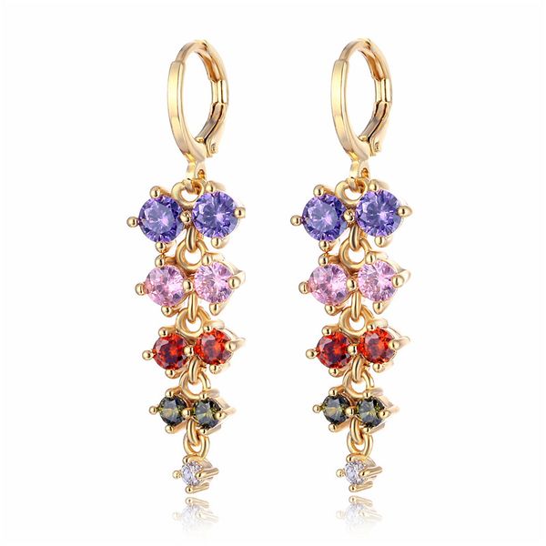 ksra 2020 korean elegant version colored rhinestones copper jewelry women gift fashion temperament long cubic zirconia earrings, Silver 
ksra 2020 korean elegant version colored rhinestones copper jewelry women gift fashion temperament long cubic zirconia earrings, Silver