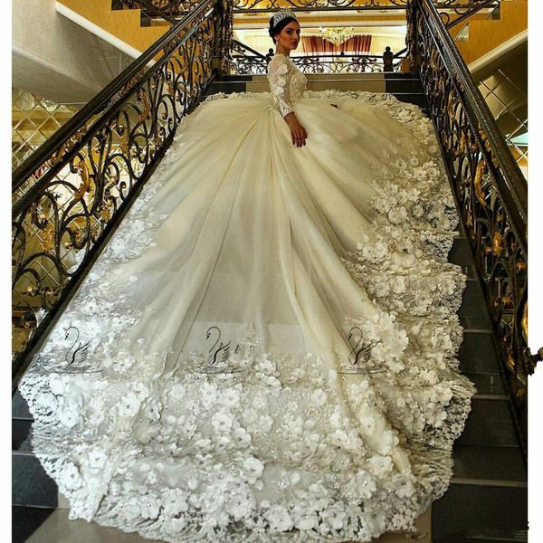 new muslim ball gown wedding dresses 2019 luxury lace beaded applique handmade 3d floral long sleeve cathedral arabic wedding gowns 288, White
new muslim ball gown wedding dresses 2019 luxury lace beaded applique handmade 3d floral long sleeve cathedral arabic wedding gowns 288, White