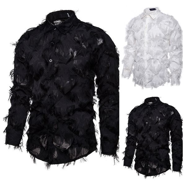 2020 spring fashion night club long sleeve hawaiian shirts new brand handmade feather desgin dress shirt for men, White;black
2020 spring fashion night club long sleeve hawaiian shirts new brand handmade feather desgin dress shirt for men, White;black