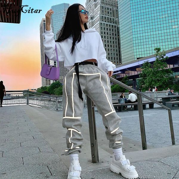 hugcitar 2019 high waist reflective stripped patchwork loose cargo pants autumn winter women streetwear club trousers, Black;white
hugcitar 2019 high waist reflective stripped patchwork loose cargo pants autumn winter women streetwear club trousers, Black;white