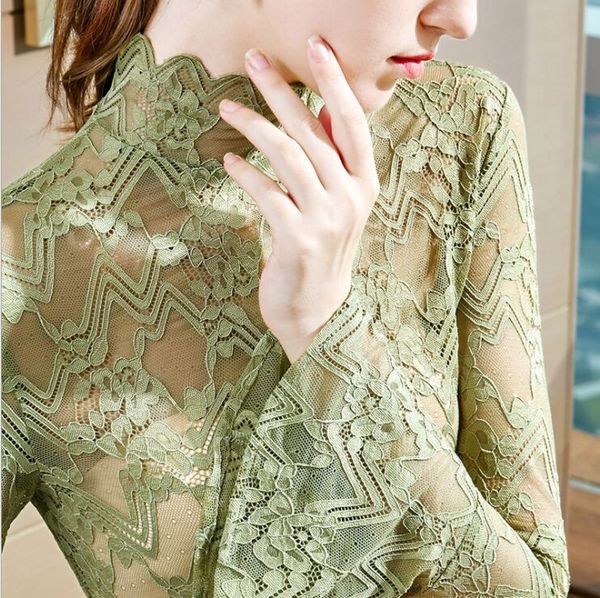 girls lace blouses shirts tees female hollow out ruffles turtleneck full flare sleeve thin undershirts blouse for women, White
girls lace blouses shirts tees female hollow out ruffles turtleneck full flare sleeve thin undershirts blouse for women, White