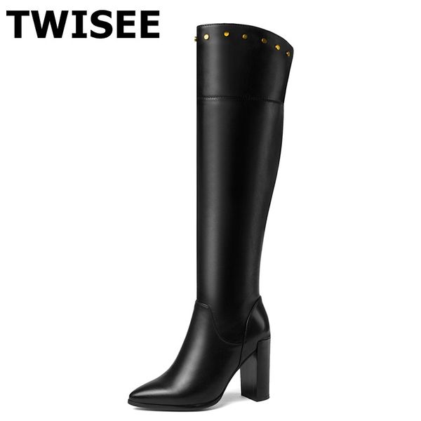 twisee mid calf boots selling warm rivet fashion pumps point toe woman party shoes square heels 9 cm comfort zip, Black
twisee mid calf boots selling warm rivet fashion pumps point toe woman party shoes square heels 9 cm comfort zip, Black