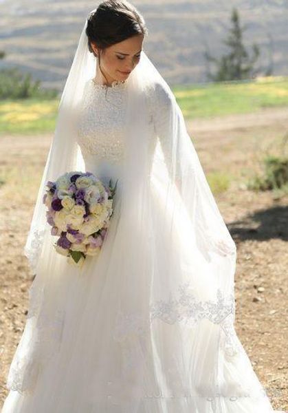 2019 Newest Muslim Wedding Dresses High Neck Half Sleeves Appliques Satin Tulle Floor Length Modest Wedding Gowns Bridal Dresses Zipper Up
2019 Newest Muslim Wedding Dresses High Neck Half Sleeves Appliques Satin Tulle Floor Length Modest Wedding Gowns Bridal Dresses Zipper Up