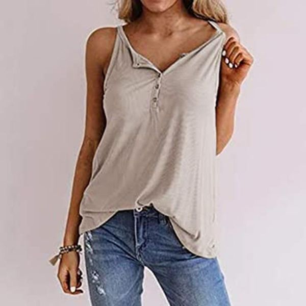 womens and blouses fashion women's casual solid color button sleeveless blouse tank female, White
womens and blouses fashion women's casual solid color button sleeveless blouse tank female, White