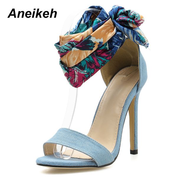 aneikeh 2019 elegant canvas summer women sandals thin high heels silk scarves round toe cover heel wedding black blue size 40
aneikeh 2019 elegant canvas summer women sandals thin high heels silk scarves round toe cover heel wedding black blue size 40