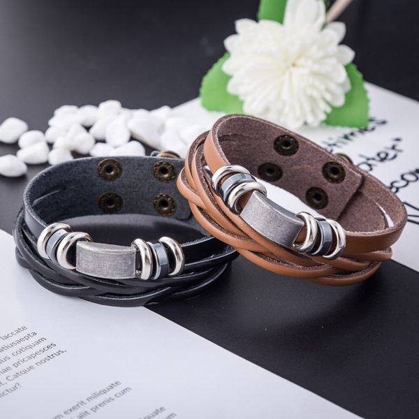 selling new handmade punk jewelry weave multilayer bracelets black brown leather men bangles party birthday charm gifts, Golden;silver
selling new handmade punk jewelry weave multilayer bracelets black brown leather men bangles party birthday charm gifts, Golden;silver