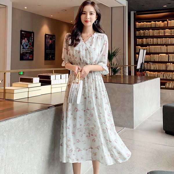 slim dresses women's short sleeve v-neck elastic waist pleated chiffon dresses female floral print mid, Black;gray
slim dresses women's short sleeve v-neck elastic waist pleated chiffon dresses female floral print mid, Black;gray
