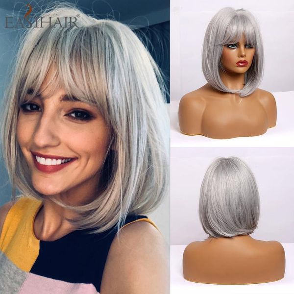 easihair short straight silver gray hair wigs bob hairstyle with side bang cosplay lolita heat resistant synthetic wig for women, Black
easihair short straight silver gray hair wigs bob hairstyle with side bang cosplay lolita heat resistant synthetic wig for women, Black