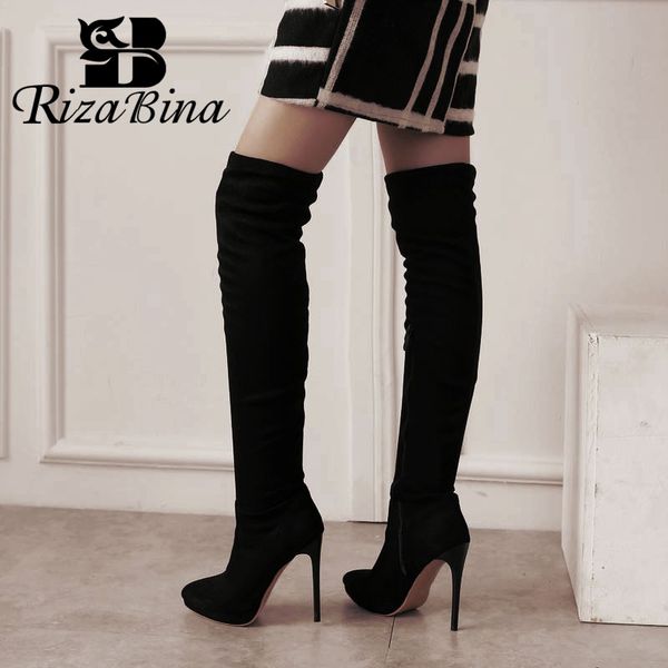 rizabina women plus size 32-45 over the knee suede leather boots new thin heels long boots shoes footwear, Black
rizabina women plus size 32-45 over the knee suede leather boots new thin heels long boots shoes footwear, Black