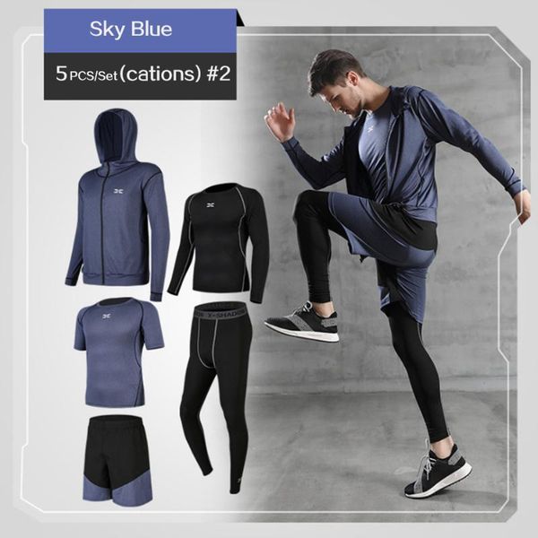 5 pcs/set men's tracksuit compression sports wear for men gym fitness exercise workout tights running jogging suits, Black;blue
5 pcs/set men's tracksuit compression sports wear for men gym fitness exercise workout tights running jogging suits, Black;blue