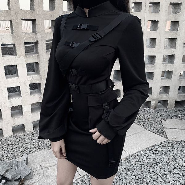 jiezuofang gothic black women mandarin collar flare long sleeve buckle slim dress 2020 spring goth punk with pocket dresses, Black;gray
jiezuofang gothic black women mandarin collar flare long sleeve buckle slim dress 2020 spring goth punk with pocket dresses, Black;gray