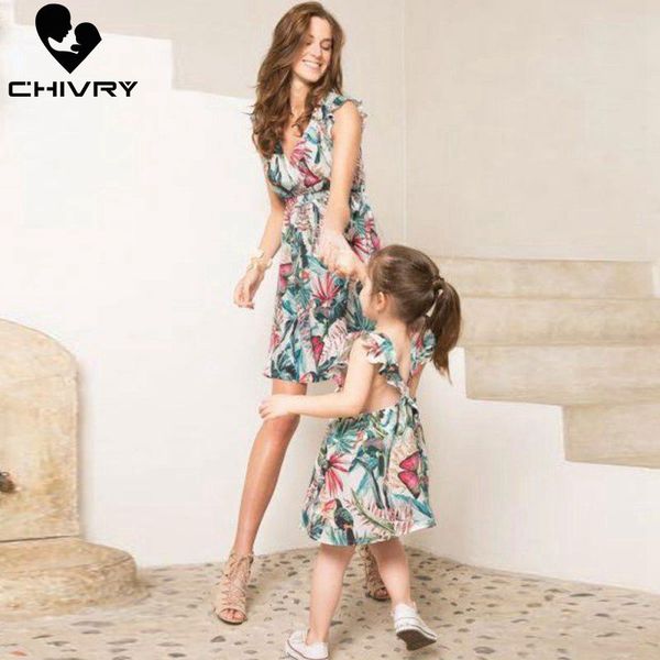 family matching outfits chivry mother daughter dresses sleeveless patchwork floral ruffles v-neck dress mom and clothes, Blue
family matching outfits chivry mother daughter dresses sleeveless patchwork floral ruffles v-neck dress mom and clothes, Blue