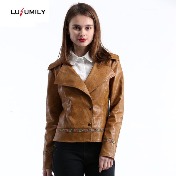 lusumily 2019 new embroidery spring cool punk style short leather jackets female casual short coat woman outwear, Black
lusumily 2019 new embroidery spring cool punk style short leather jackets female casual short coat woman outwear, Black