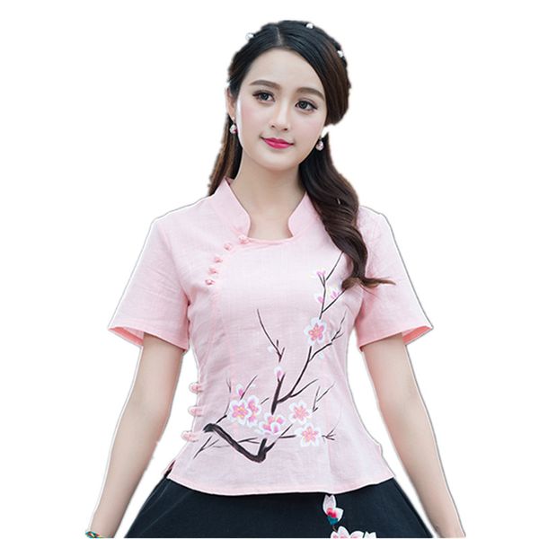 2018 summer folk style chinese cheongsam cotton linen tang suit hand-painted printing short sleeve traditional blouse, Red
2018 summer folk style chinese cheongsam cotton linen tang suit hand-painted printing short sleeve traditional blouse, Red