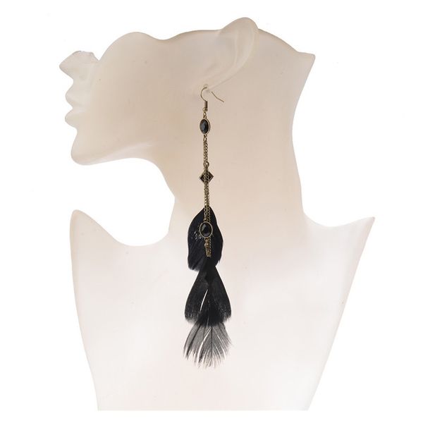 cpop customizable new boho vintage black feather earrings rhinestone long metal chain tassel earring women accessories jewelry drop shipping, Silver
cpop customizable new boho vintage black feather earrings rhinestone long metal chain tassel earring women accessories jewelry drop shipping, Silver