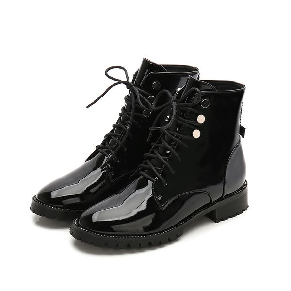 2020 new metal rivets fasteners ankle boots thick heel round toe lace up woman shoes spring/autumn handmade leisure woman boots, Black
2020 new metal rivets fasteners ankle boots thick heel round toe lace up woman shoes spring/autumn handmade leisure woman boots, Black