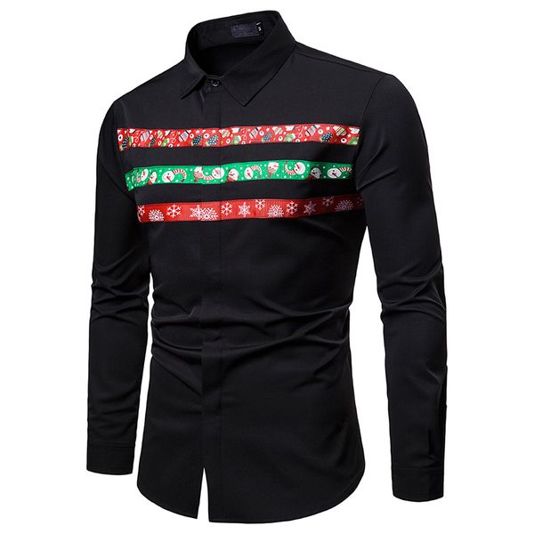 autumn/winter new solid 2019 men's christmas chest color matching fashionable christmas long-sleeved men's shirts, White;black
autumn/winter new solid 2019 men's christmas chest color matching fashionable christmas long-sleeved men's shirts, White;black