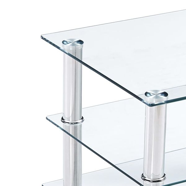 tv table transparent 90 x 40 x 40 cm tempered glass living room furniture