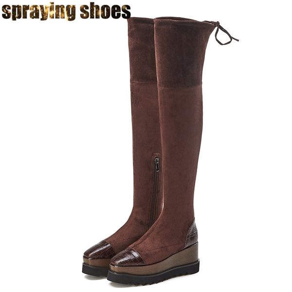 women platform thigh high boots brown/black leather winter boots ladies wedges shoes legging slimming over the knee
women platform thigh high boots brown/black leather winter boots ladies wedges shoes legging slimming over the knee