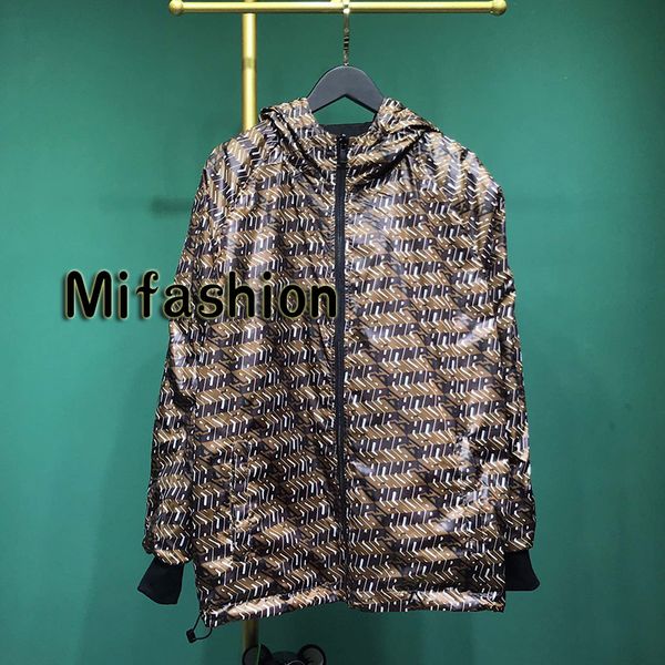 19ss Luxury Europe Italy Roma Two Side Wear Striped Allover Print Windproof Windbreaker Hooded Jacket Men Women Street Skateboard Coat