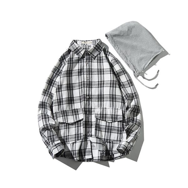 men's shirt autumn new brand hip-hop men hooded shirt streetwear pocket design retro lattice long sleeve casual shirts, White;black
men's shirt autumn new brand hip-hop men hooded shirt streetwear pocket design retro lattice long sleeve casual shirts, White;black