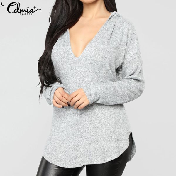 2019 celmia plus size hoodies women knitted sweatshirts autumn v neck long sleeve asymmetrical blusas casual pullovers, Black
2019 celmia plus size hoodies women knitted sweatshirts autumn v neck long sleeve asymmetrical blusas casual pullovers, Black