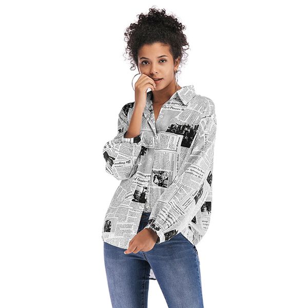 vadim sale new polyester full blusas zanzea women's europe and america 2019 printing newspaper shirt women joker, White
vadim sale new polyester full blusas zanzea women's europe and america 2019 printing newspaper shirt women joker, White