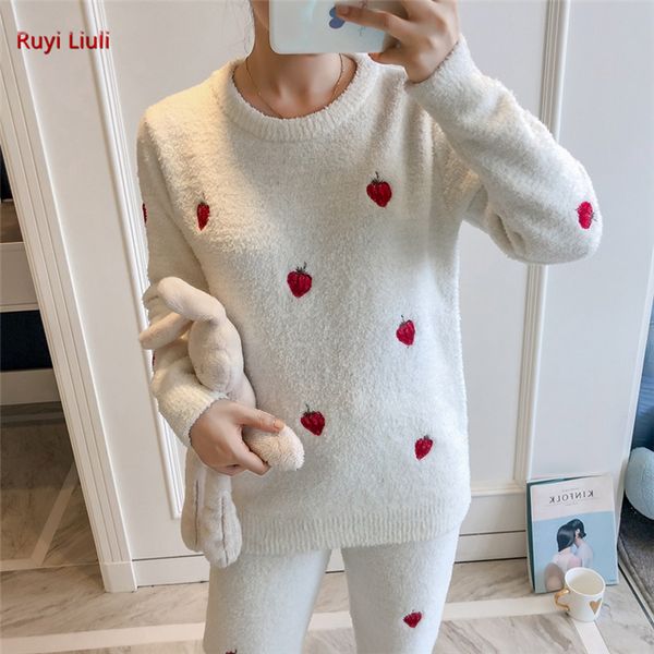 pajamas autumn/winter girl strawberry embroidery chi wind soft wool warm thick style home wear set, Blue;gray
pajamas autumn/winter girl strawberry embroidery chi wind soft wool warm thick style home wear set, Blue;gray