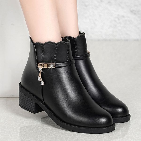 new fashion women zipper crystal solid square heel round toe shoes party boots, Black
new fashion women zipper crystal solid square heel round toe shoes party boots, Black