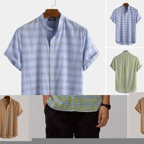men plaid shirt brand casual stand collar shirts loose short sleeve buttons hawaiian blouse man beach chemise streetwear 3xl, White;black
men plaid shirt brand casual stand collar shirts loose short sleeve buttons hawaiian blouse man beach chemise streetwear 3xl, White;black