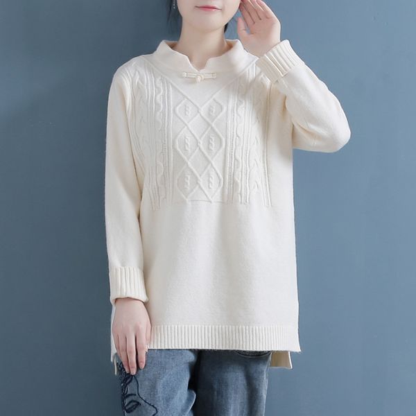 sweater women autumn winter solid color chinese wind joker thickening pullovers female loose button sweater casual women, White;black
sweater women autumn winter solid color chinese wind joker thickening pullovers female loose button sweater casual women, White;black