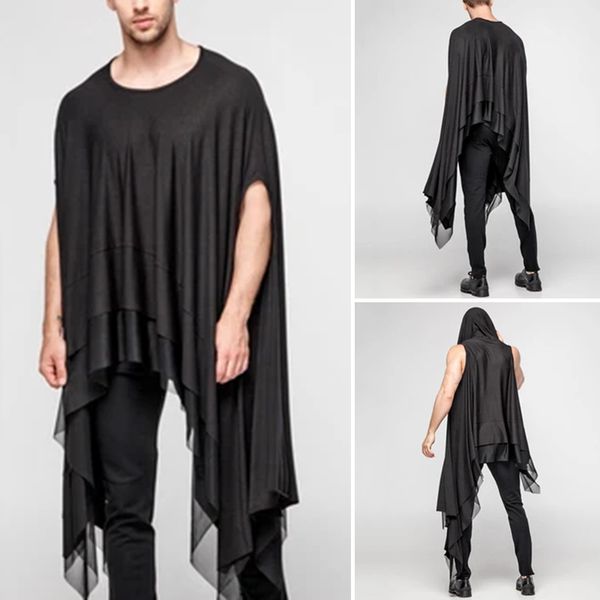 2020 summer men cloak cape punk style loose irregular pullover men t shirts solid color round neck t-shirt streetwear s-5xl, White;black
2020 summer men cloak cape punk style loose irregular pullover men t shirts solid color round neck t-shirt streetwear s-5xl, White;black