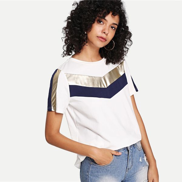 Cut and Sew Solid Tee 2019 Chic Short Sleeve Round Neck T Shirt Comfort Polyester White Summer Korean Clothes Women Tops
Cut and Sew Solid Tee 2019 Chic Short Sleeve Round Neck T Shirt Comfort Polyester White Summer Korean Clothes Women Tops