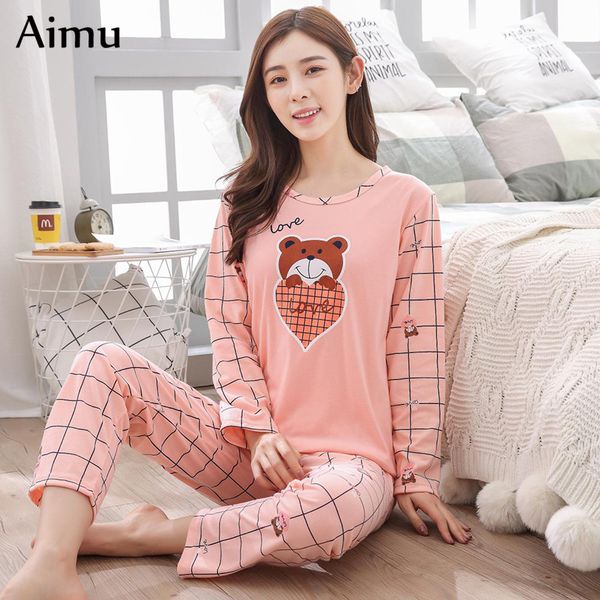 women pajama set autumn ladies cute cartoon print sleepwear woman's long sleeved pajamas household clothing set ing, Blue;gray
women pajama set autumn ladies cute cartoon print sleepwear woman's long sleeved pajamas household clothing set ing, Blue;gray