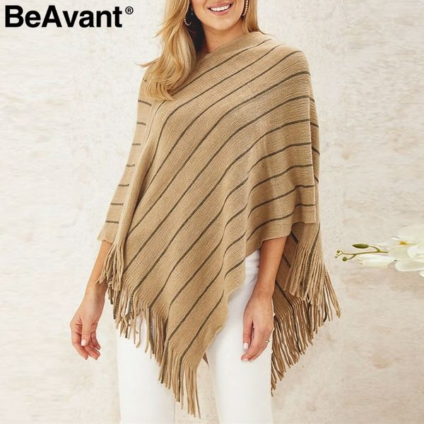 beavant tassel striped knitted cloak women sweater casual cape femme autumn winter pullover 2019 loose streetwear ladies sweater, Black
beavant tassel striped knitted cloak women sweater casual cape femme autumn winter pullover 2019 loose streetwear ladies sweater, Black