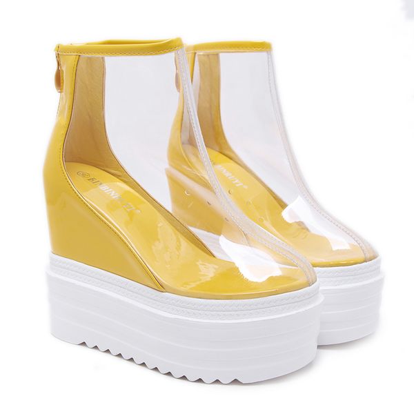 women ankle boots fashion yellow wedges platform boots 13.5cm high heel transparent ladies black/white wedge shoes
women ankle boots fashion yellow wedges platform boots 13.5cm high heel transparent ladies black/white wedge shoes