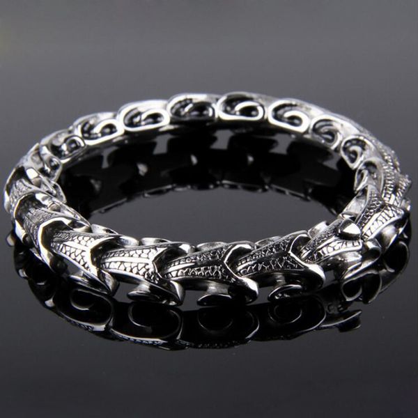 men punk dragon bracelet titanium retro vintage bracelet 316l stainless steel snake bracelet, Black
men punk dragon bracelet titanium retro vintage bracelet 316l stainless steel snake bracelet, Black