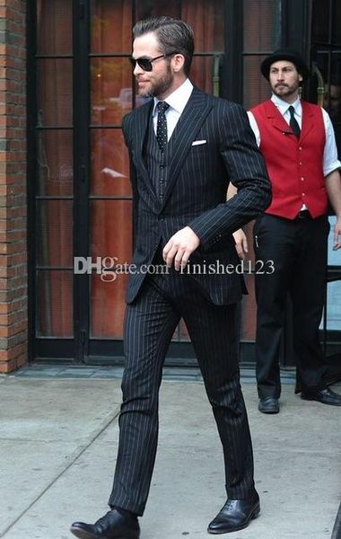 classic style two buttons black with strips wedding groom tuxedos peak lapel groomsmen men suits prom blazer (jacket+pants+vest+tie) no:1935, Black;gray
classic style two buttons black with strips wedding groom tuxedos peak lapel groomsmen men suits prom blazer (jacket+pants+vest+tie) no:1935, Black;gray