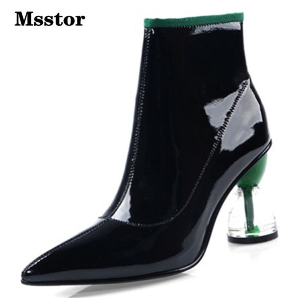 msstor mixed colors transparent boots fashion pointed toe winter women boots high heels party leather ankle for women, Black
msstor mixed colors transparent boots fashion pointed toe winter women boots high heels party leather ankle for women, Black