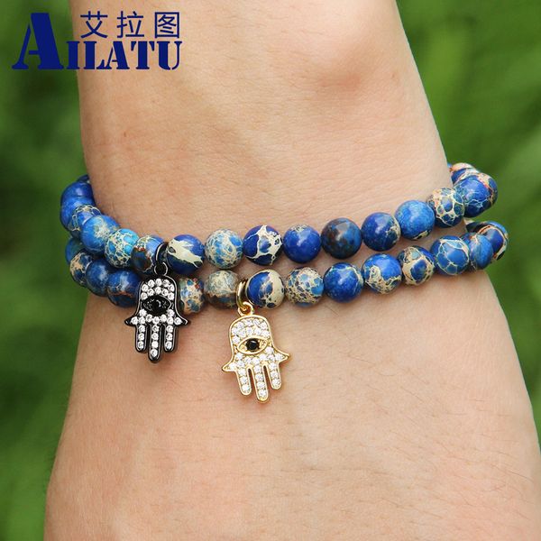ailatu turkish religious fatima hand women bracelet 6mm blue sea sediment imperial stone with micro inlay zircons hamsa pendant, Golden;silver
ailatu turkish religious fatima hand women bracelet 6mm blue sea sediment imperial stone with micro inlay zircons hamsa pendant, Golden;silver