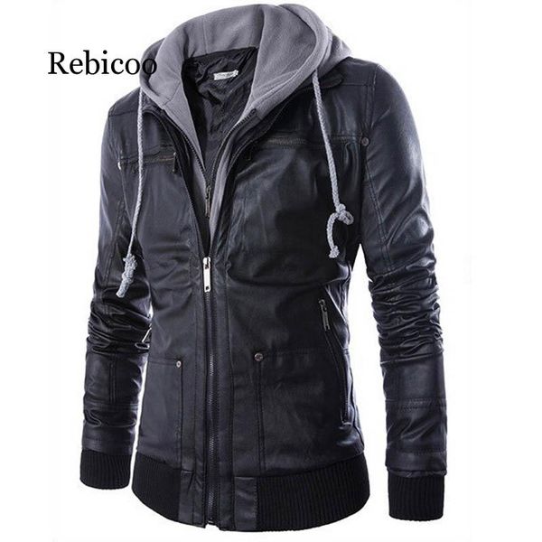 leather jacket men turn-down collar with hooded jaqueta de couro masculina pu mens faux fur coats veste cuir homme motorcycle, Black
leather jacket men turn-down collar with hooded jaqueta de couro masculina pu mens faux fur coats veste cuir homme motorcycle, Black