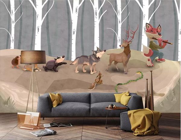 

3d wallpaper custom p mural animal forest cartoon children's room background wall painting landscape wall tapestry 3d
