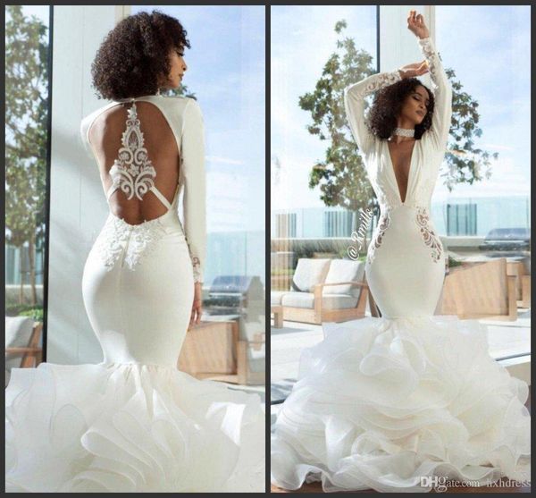 new black girls long sleeves satin mermaid prom dresses deep v neck lace applique organza ruffles floor length formal evening dresses aw348
new black girls long sleeves satin mermaid prom dresses deep v neck lace applique organza ruffles floor length formal evening dresses aw348