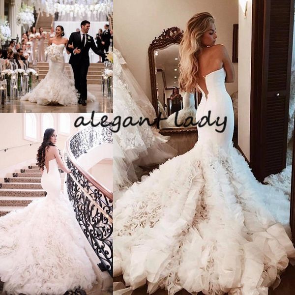 luxury ruffles cathedral train wedding dresses 2020 strapless stain backless mermaid trumpet bride church castle wedding gown, White
luxury ruffles cathedral train wedding dresses 2020 strapless stain backless mermaid trumpet bride church castle wedding gown, White